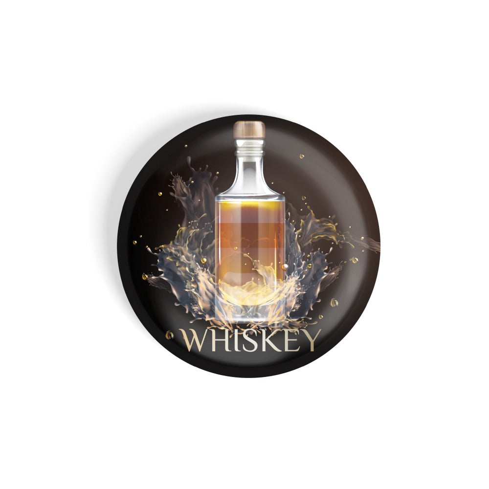 dhcrafts Round Fridge Magnet Black Food Lovers Whiskey Glossy Finish Design Pack of 1 (75 mm)